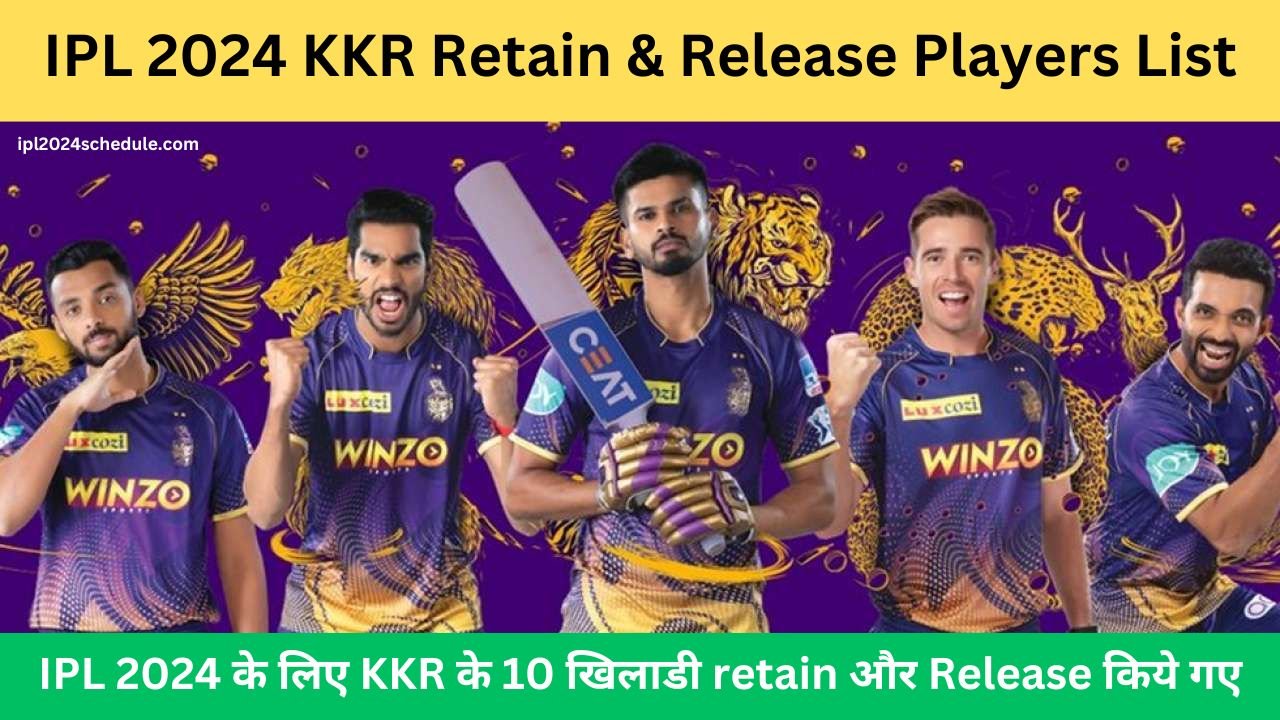 IPL 2024 के लिए KKR के 10 खिलाडी retain और Release किये गए | IPL 2024 KKR Retain & Release Players List